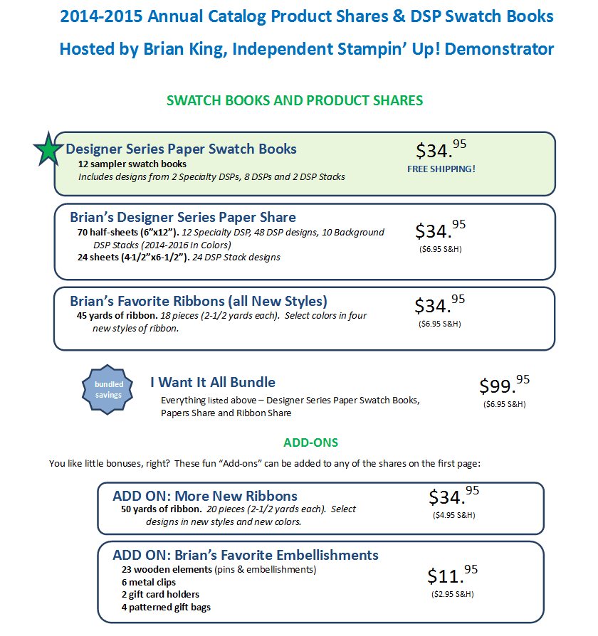 2014-2015 Annual Catalog Product Shares, Stampin' Up!, Brian King