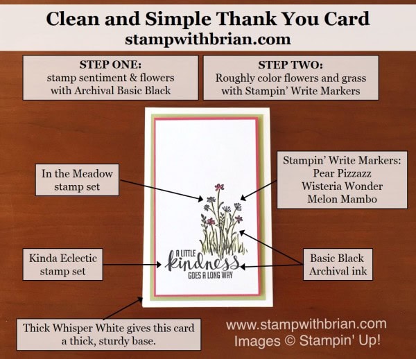 Kinda Eclectic, In the Meadow, Stampin' Up!, Brian King, clean and simple thank you card