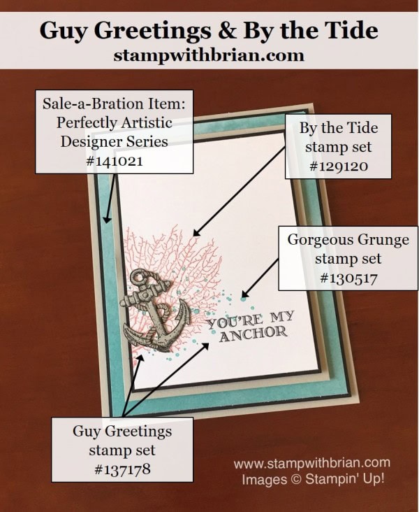 Guy Greetings, By the Tide, Gorgeous Grunge, Stampin' Up!, Brian King, CTS163, PP286