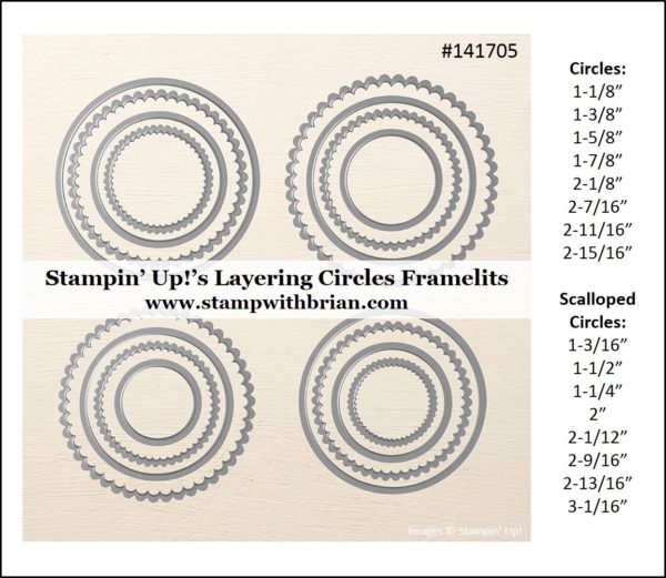 Measurements for Stampin' Up!'s Layering Circles Framelits, Brian King
