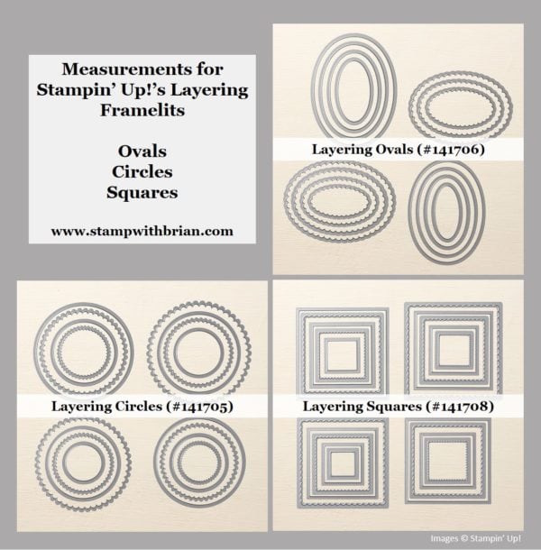 Measurements for Stampin' Up!'s Layering Framelits, Brian King