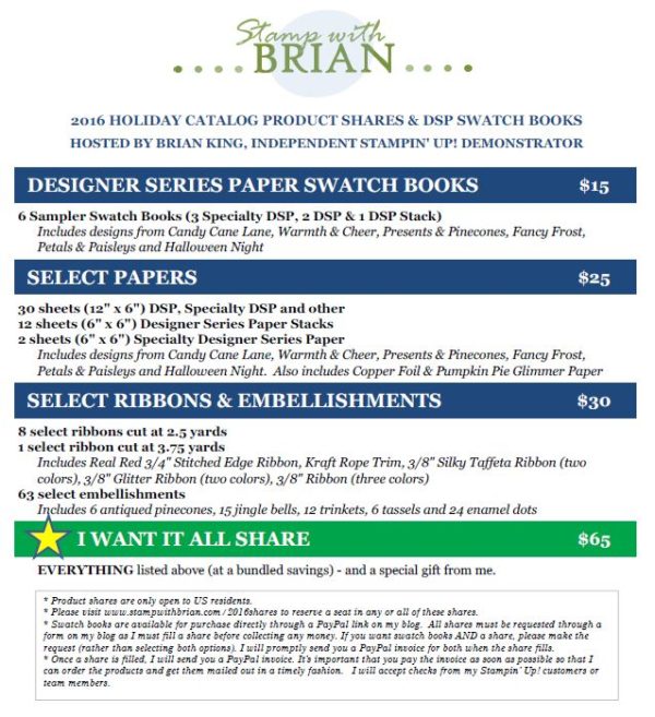2016 Holiday Catalog Shares