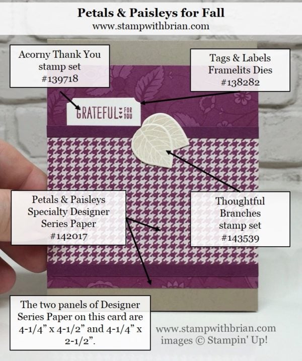 Petals & Paisleys Specialty Designer Series Paper, Acorny Thank You, Thoughtful Branches, Stampin' Up!, Brian King, GDP050 Petals & Paisleys Specialty Designer Series Paper, Acorny Thank You, Thoughtful Branches, Stampin' Up!, Brian King, GDP050