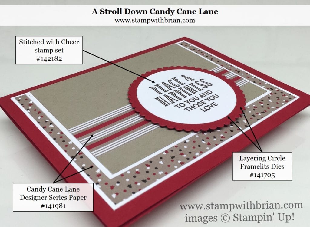Stitched with Cheer, Candy Cane Lane Designer Series Paper, Stampin' Up!, Brian King, FabFri99 Stitched with Cheer, Candy Cane Lane Designer Series Paper, Stampin' Up!, Brian King, FabFri99