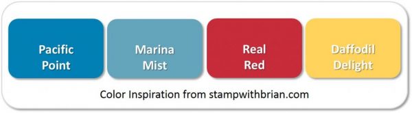 Stampin' Up! Color Inspiration: Pacific Point, Marina Mist, Real Red, Daffodil Delight