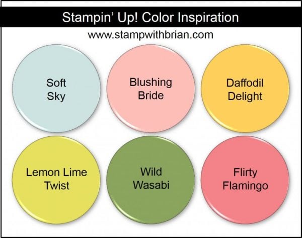 Stampin' Up! Color Inspiration: Soft Sky, Blushing Bride, Daffodil Delight, Lemon Lime Twist, Wild Wasabi, Flirty Flamingo