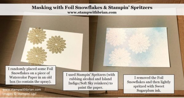 Spritzing Background with Foil Snowflakes Mask, Stampin' Up!, Brian King