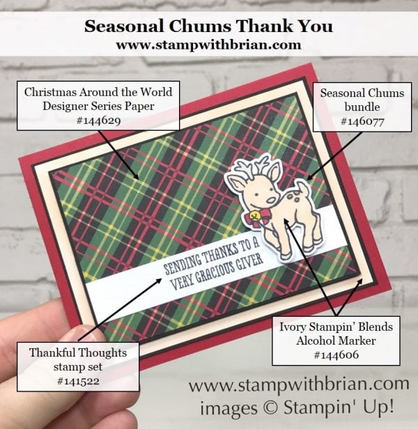 Seasonal Chums, Thankful Thoughts, Stampin' Up!, Brian King, Christmas thank you card