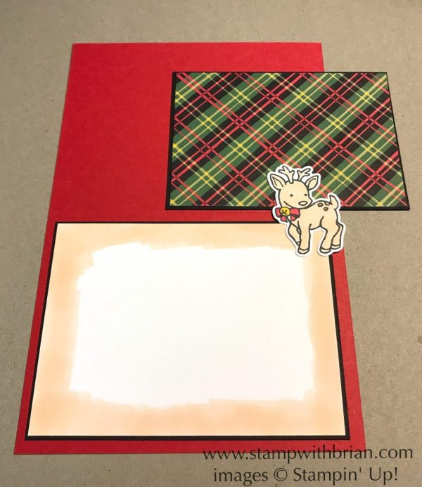 Use Stampin' Blends to cover a panel on your card. Seasonal Chums, Thankful Thoughts, Stampin' Up!, Brian King, Christmas thank you card