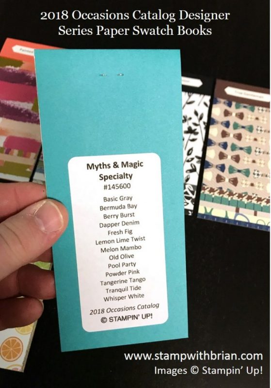 2018 Occasions Catalog Designer Series Paper Swatch Books, www.stampwithbrian.com