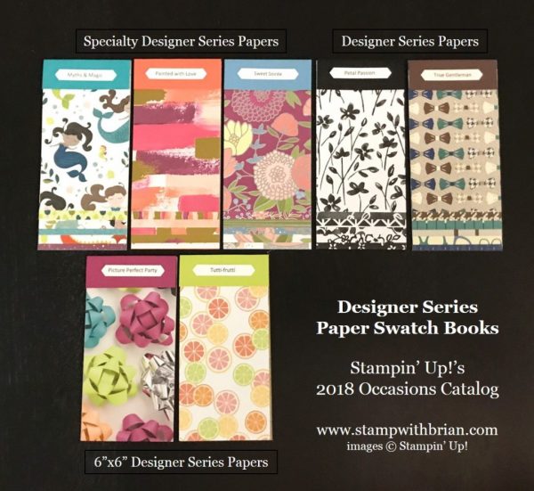 2018 Occasions Catalog Designer Series Paper Swatch Books, www.stampwithbrian.com