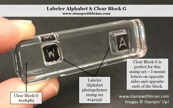 Clear Block G with Labeler Alphabet stamp set, Stampin' Up!, Brian King