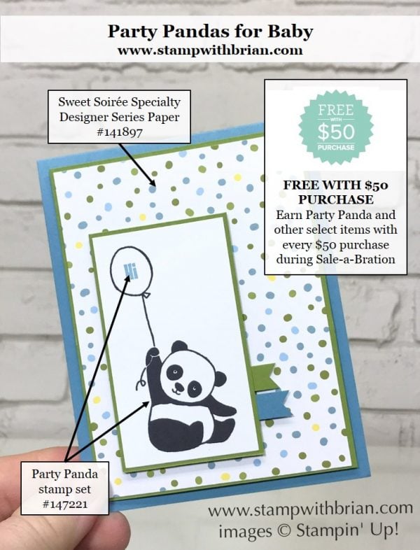 Party Pandas, Sweet Soirée Specialty Designer Series Paper, Stampin' Up!, Brian King, baby card