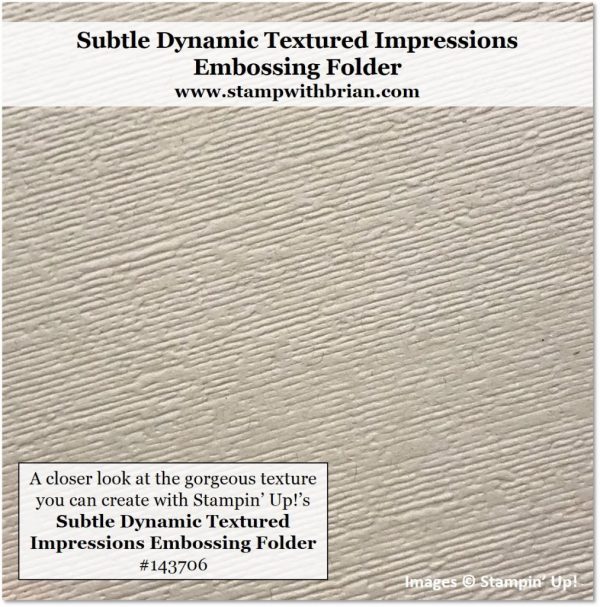 A closer look at the texture from the Subtle Dynamic Textured Impresssions Embossing Folder, Stampin' Up!, Brian King