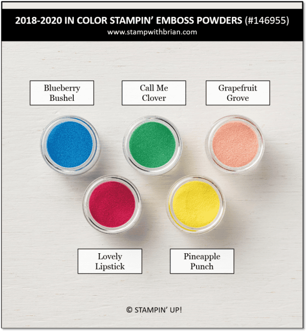 2018-2020 In Color Stampin' Emboss Powders, Stampin' Up!, 146955 2018-2020 In Color Stampin' Emboss Powders, Stampin' Up!, 146955
