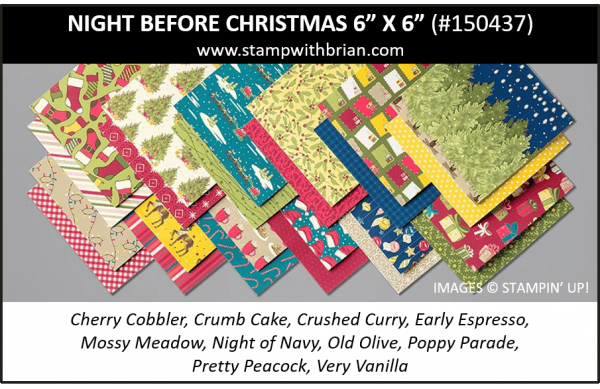 Night Before Christmas 6" x 6" Designer Series Paper, Stampin' Up! 2019 Holiday Catalog, 150437