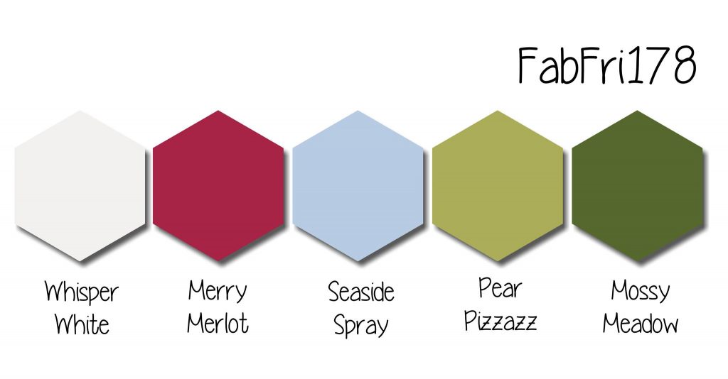 Stampin' Up! Color Inspiration - Whisper White, Merry Merlot, Seaside Spray, Pear Pizzazz, Mossy Meadow Stampin' Up! Color Inspiration - Whisper White, Merry Merlot, Seaside Spray, Pear Pizzazz, Mossy Meadow