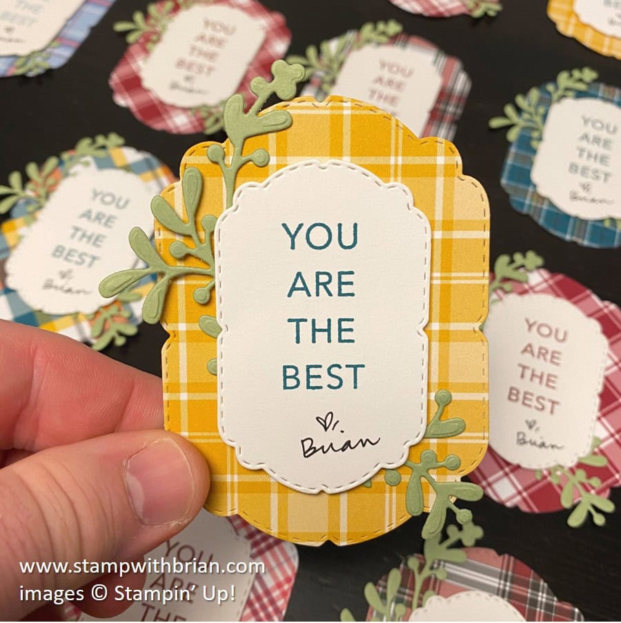 Tasteful Touches, Celebration Labels Dies, Plaid Tidings, Stampin Up!, Brian King