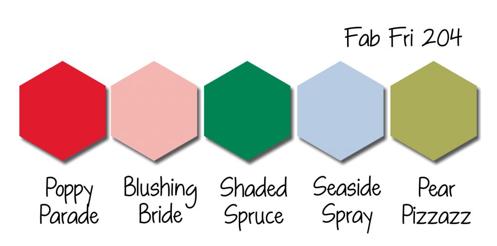Stampin Up! Color Inspiration - Poppy Parade, Blushing Bride, Shaded Spruce, Seaside Spray, Pear Pizzazz