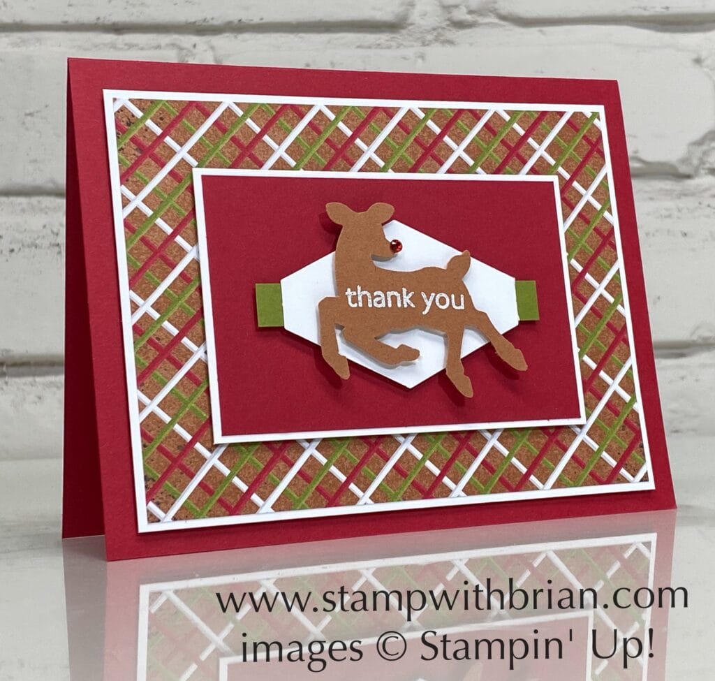 Deer Builder Punch, Gingerbread & Peppermint Designer Series Paper, Stampin Up!, Brian King, Christmas thank you card