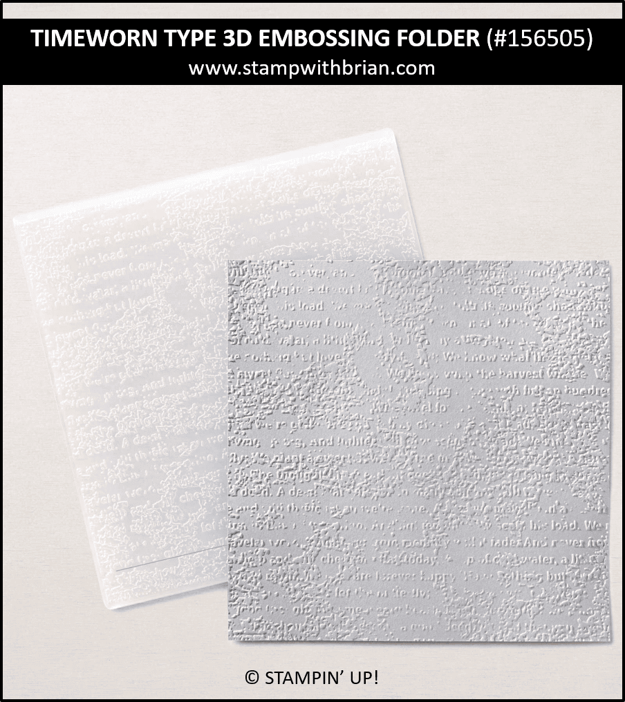 Timeworn Type 3D Embossing Folder, Stampin Up!, 156505