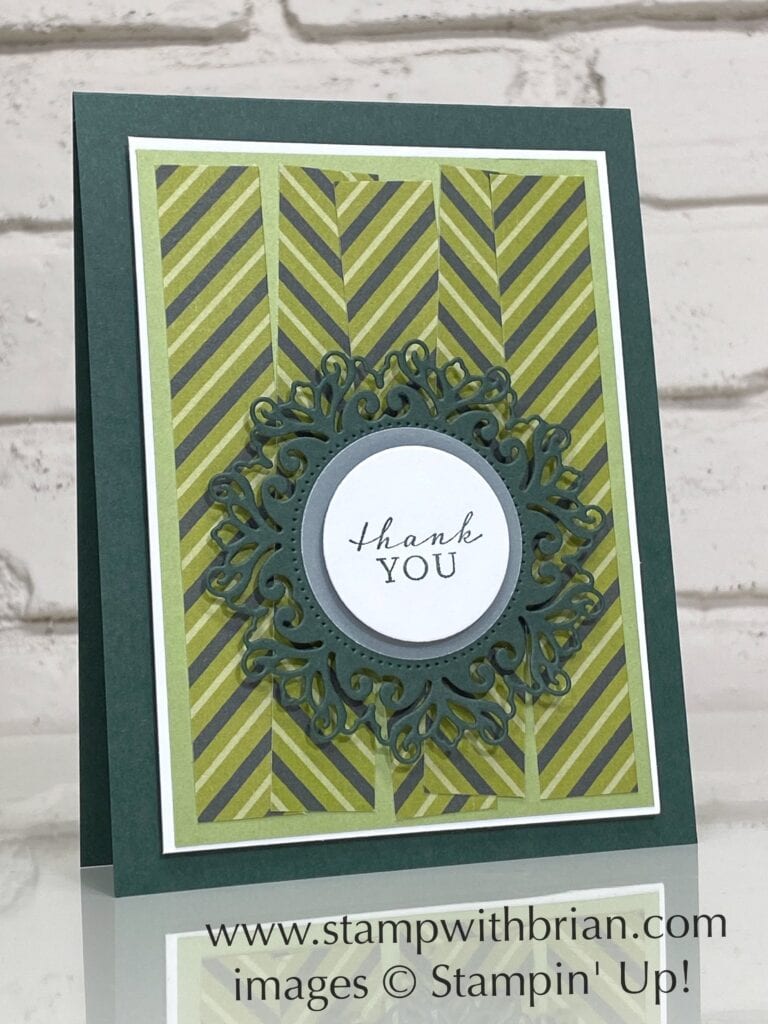 Peaceful Cabin, Encircled in Beauty Dies, Sweet Stockings chevron pattern, Stampin Up!, Brian King