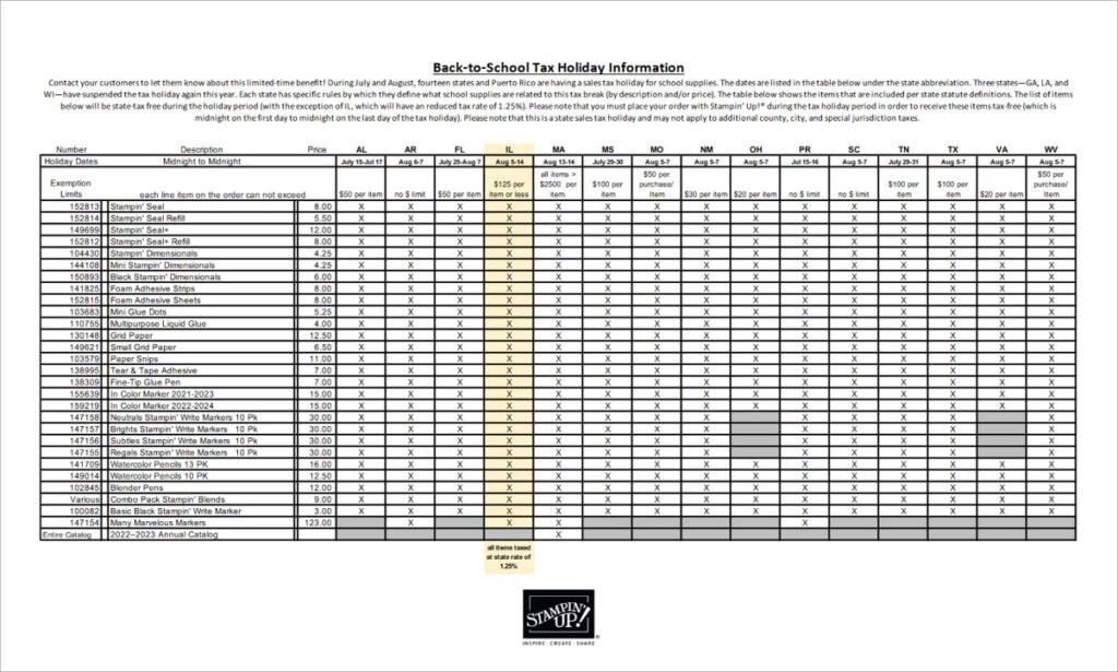 Back-to-School Tax-Free Holidays