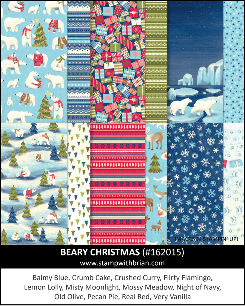Beary Christmas Designer Series Paper, Stampin Up! 162015