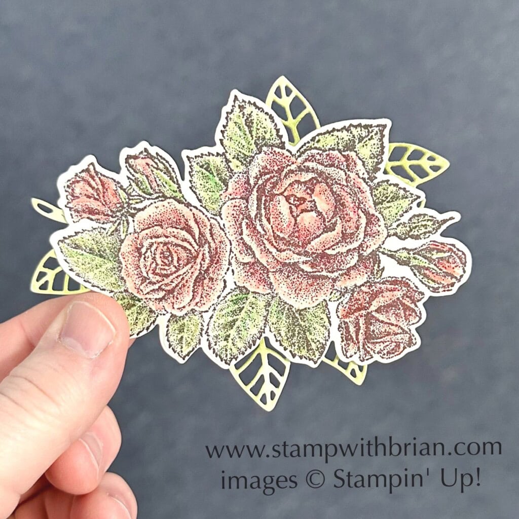 Magnolia Mood Die layers behind the Stippled Roses Die, Stampin Up!, Brian King Magnolia Mood Die layers behind the Stippled Roses Die, Stampin Up!, Brian King