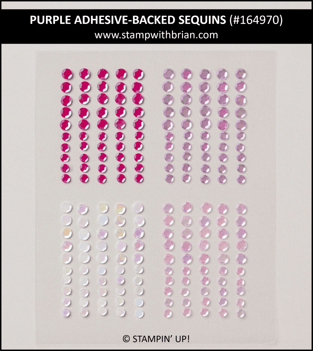 Purple Adhesive-Backed Sequins, Stampin' Up!, 164970 Purple Adhesive-Backed Sequins, Stampin' Up!, 164970