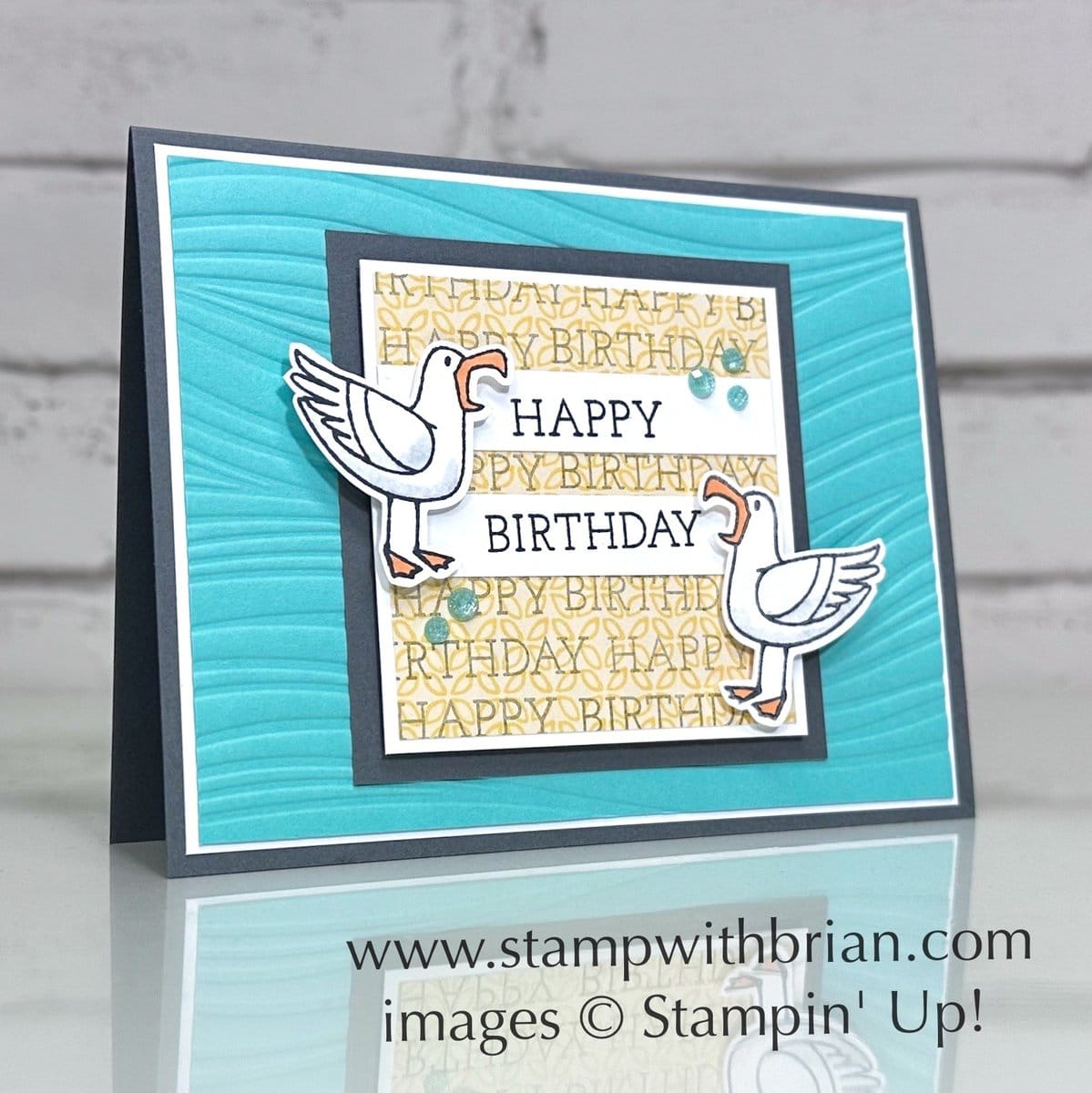 Friendly Seagulls, Birthday Celebration, Soft Waves 3D Embossing Folder, Stampin' Up!, Brian King Friendly Seagulls, Birthday Celebration, Soft Waves 3D Embossing Folder, Stampin' Up!, Brian King