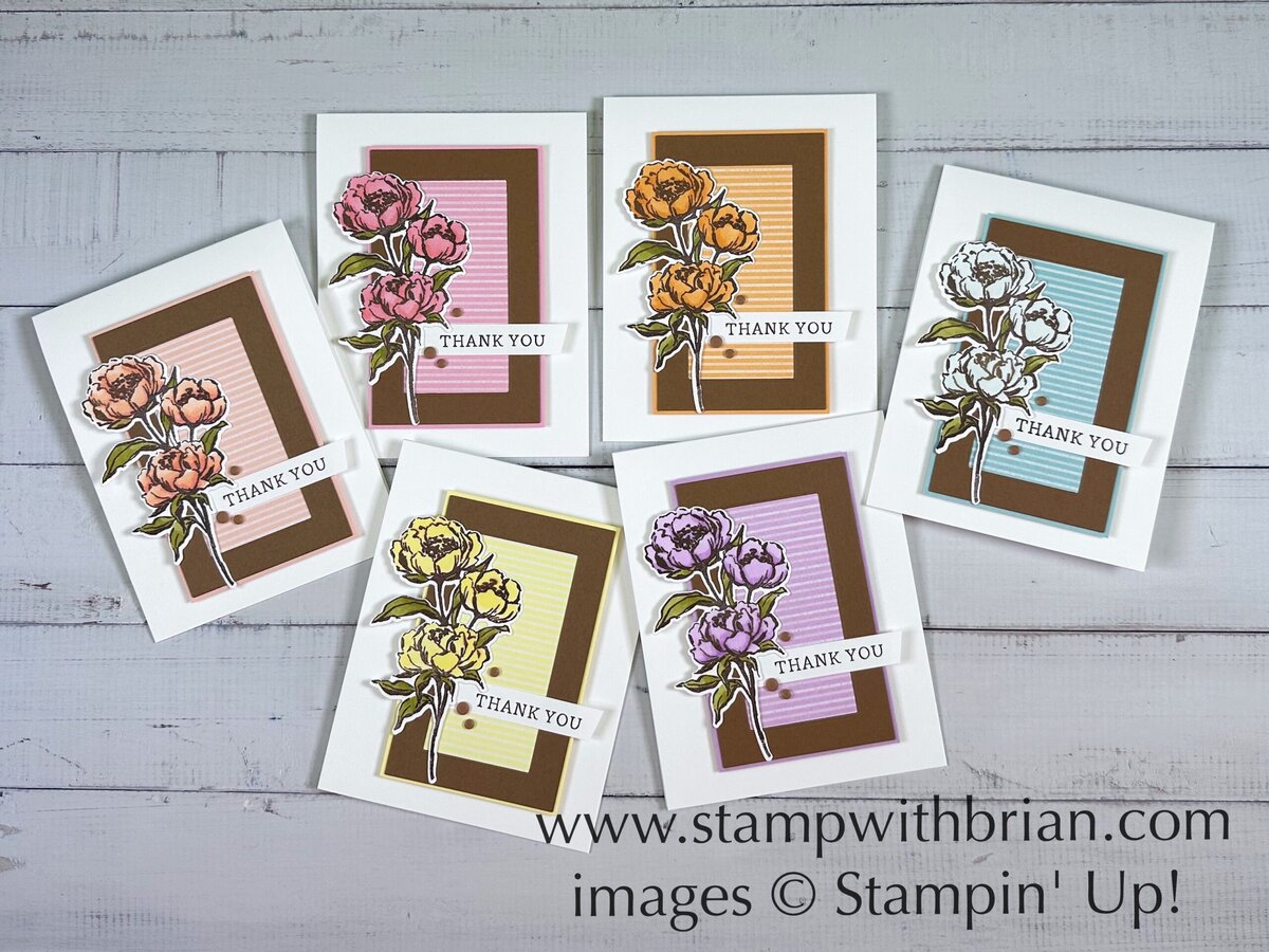Gallery Blooms Bundle thank you cards in a variety of colors, Stampin' Up!, Brian King