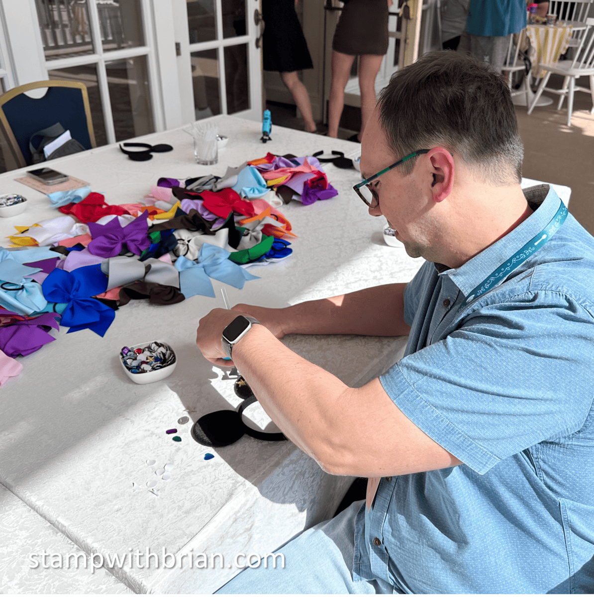 Jeremiah decorating his Mickey Mouse ears Jeremiah decorating his Mickey Mouse ears