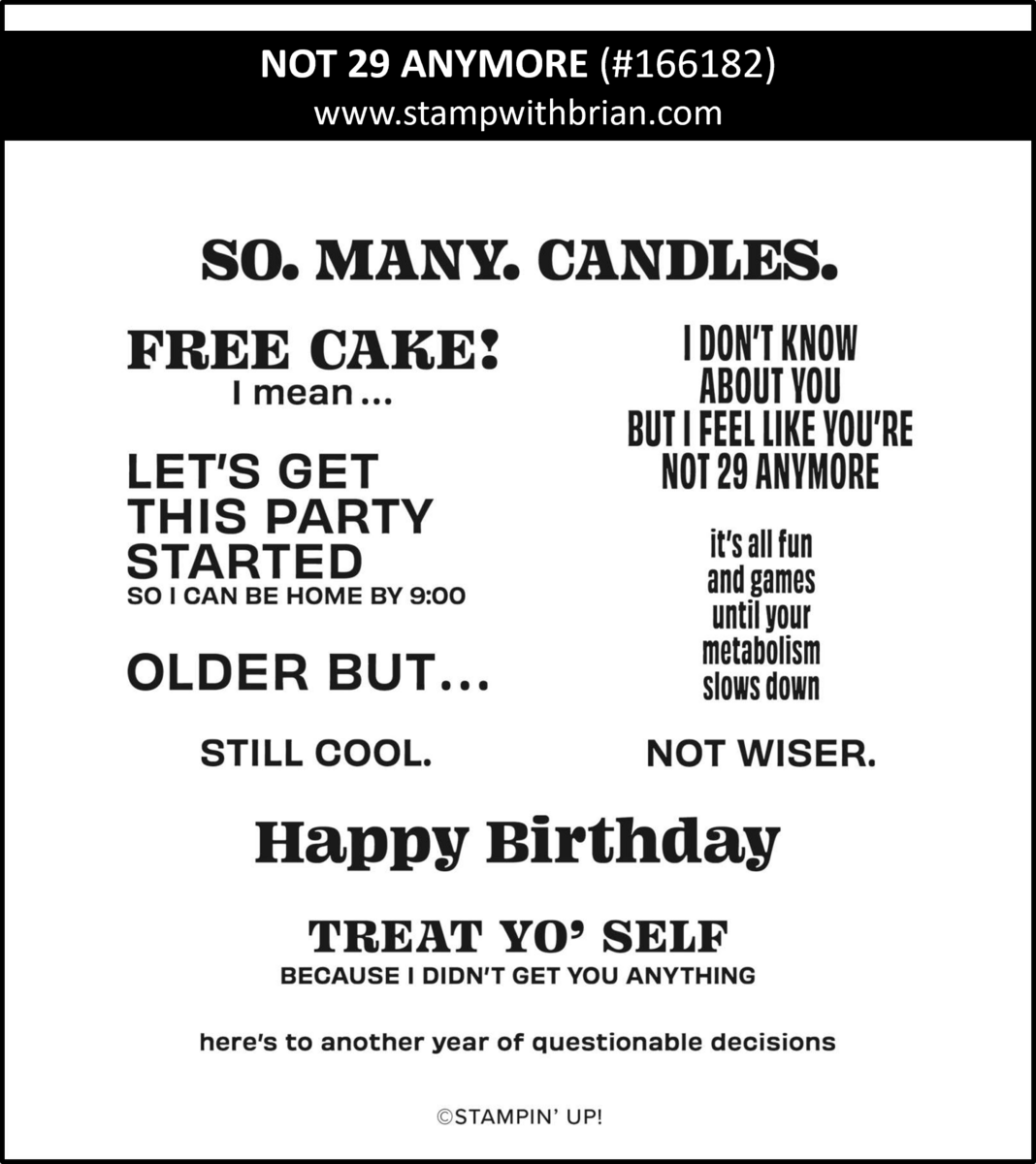 Not 29 Anymore, Stampin' Up! 166182