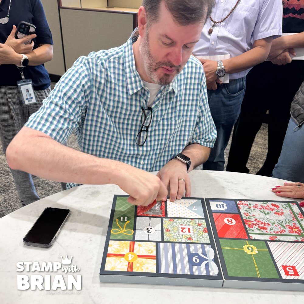 Brian King opening a door in the 12 Days of Crafting Advent Calendar, Stampin' Up!