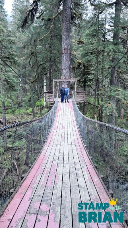 Brian and Jeremiah, suspension bridge in Juneau, Alaska