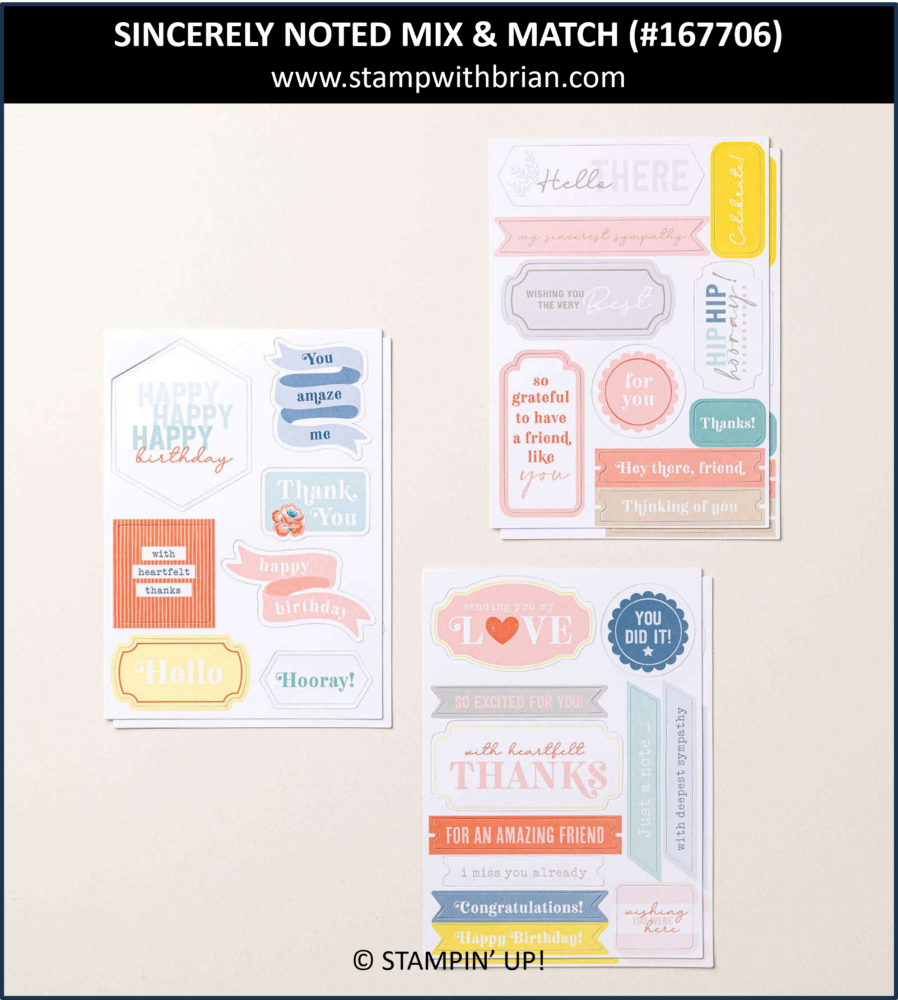 Sincerely Noted Mix & Match Ephemera Pack, Stampin' Up!, 167706